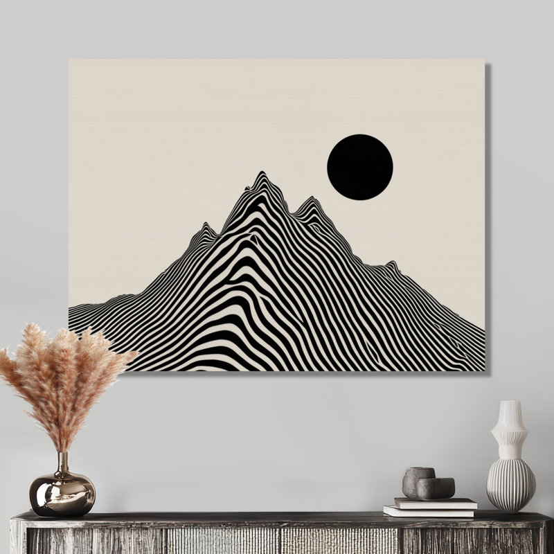 «Abstract Mountain Waves Vortex - Waves», art mural encadré noir moderne, H 12 po x l 20 po, Toile tendue, Ne s’applique pas