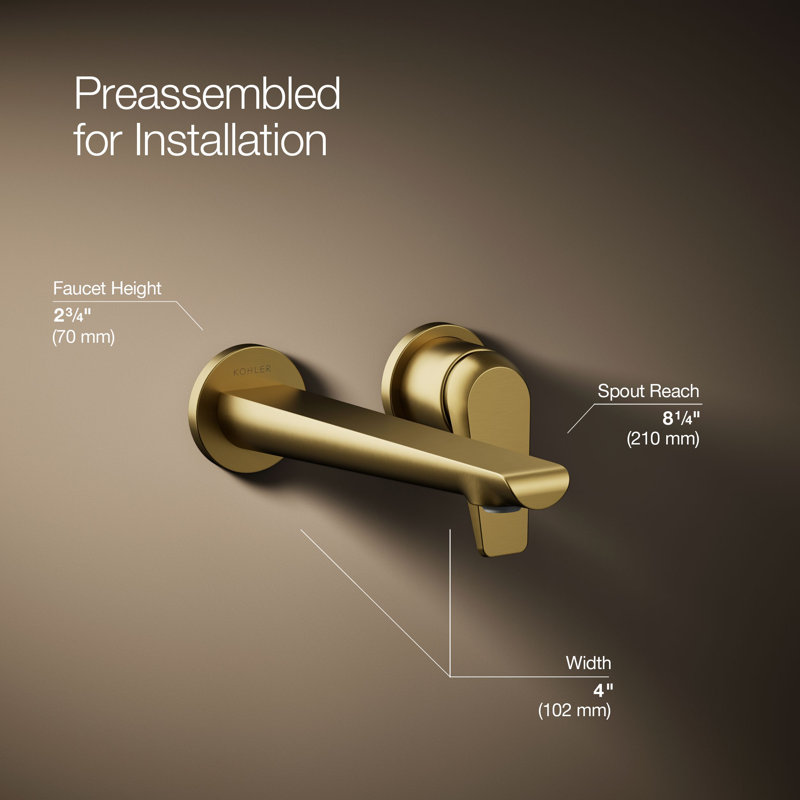 Avid Single-Handle Wall-Mount Bathroom Sink Faucet, Vibrant Brushed Moderne Brass