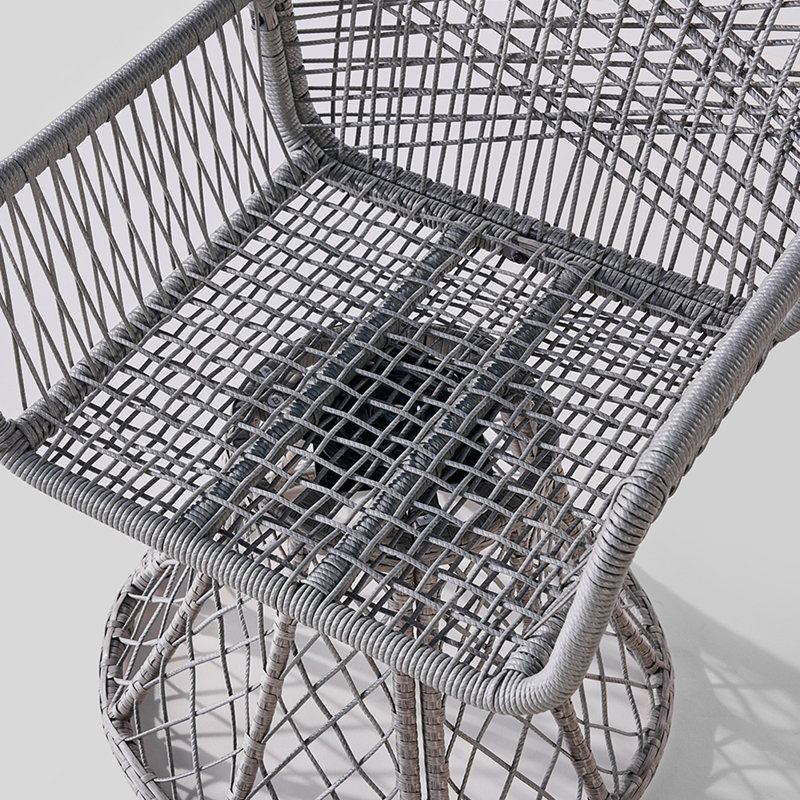 Swivel Chair set of 2, Outdoor / Indoor Dining 2 Pieces Chairs with Nice Wicker Weaving, All-Weather Swivel Rocker Chair for Kitchen, Living Room, Lawn, Porch or Garden (Gray)