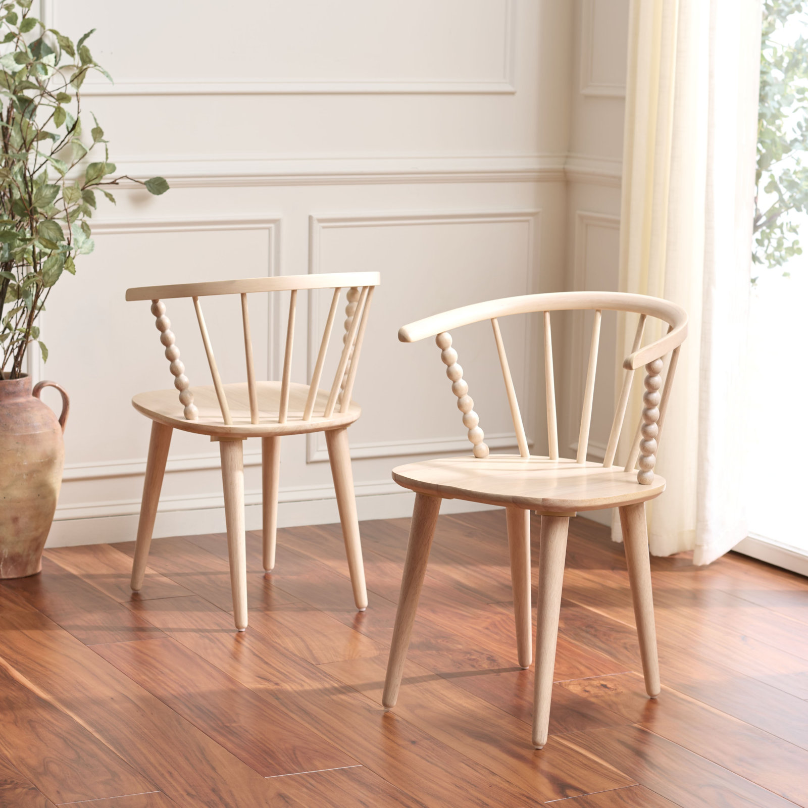Condrey Curved Back Dining Armchair, White Washed