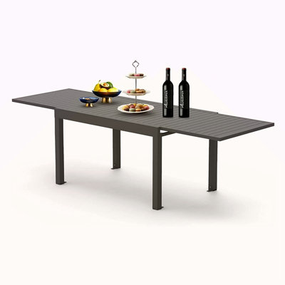 Large Extendable Patio Dining Table, Aluminum Metal Indoor Outdoor 53"- 106" Adjustable For 6-8 Person Rectangular Table For Porch Backyard Balcony Garden (1 Table)