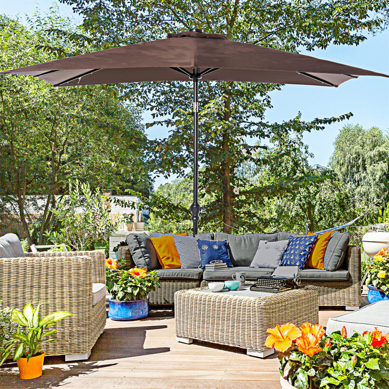 Parasol solaire d'extérieur avec inclinaison et manivelle