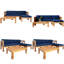 Ensemble de canapé modulaire d'extérieur 5 pièces en bois d'acacia | Ensemble de conversation modulaire avec canapés d'angle, canapé sans accoudoirs, repose-pieds et table basse | Conception en X avec coussins résistants à l'eau-223667493