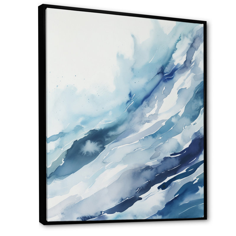 Bleu tourbillon III sur toile, H 20 po x l 12 po x P 1 po, Cadre flottant noir