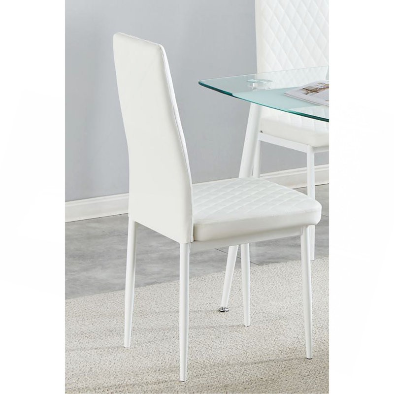 Table de salle à manger blanche, 7 pièces : table, 6 chaises