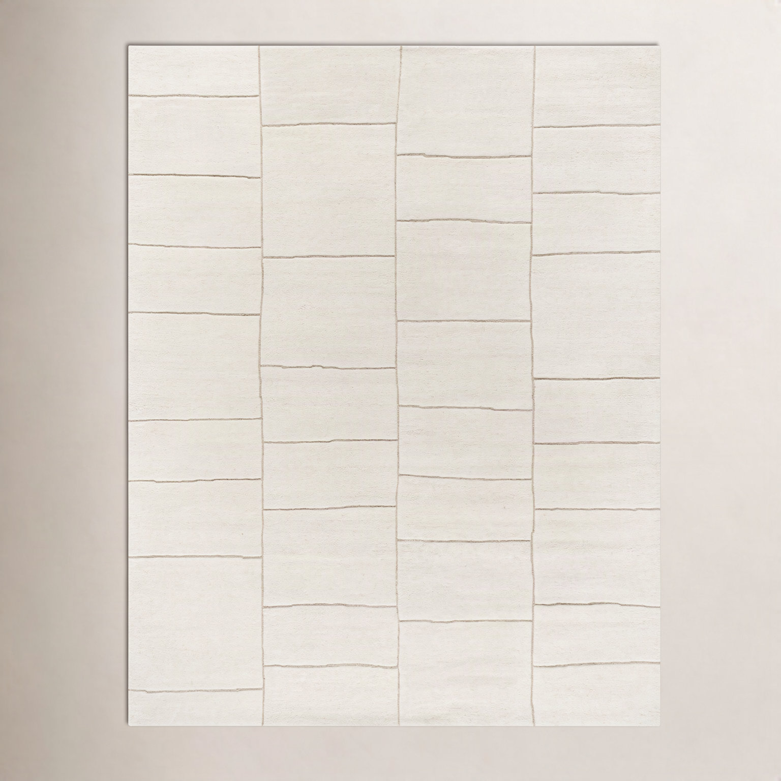 Hand-Tufted Geometric Ivory Rug, Rectangle 2' x 3'