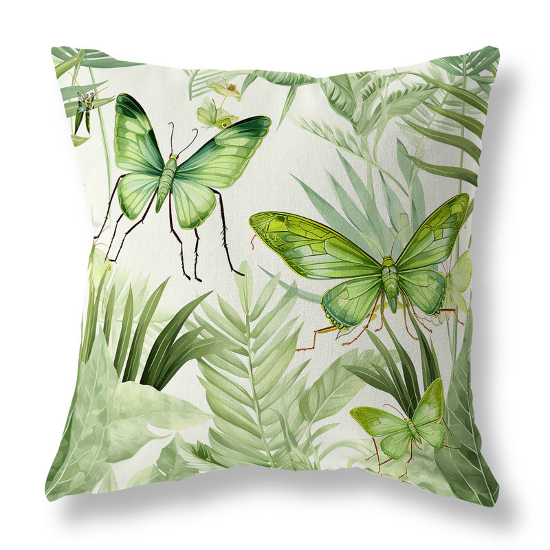 Coussin décoratif réversible intérieur / extérieur Butterfly Dreams, H 16 po x l 16 po, Vert