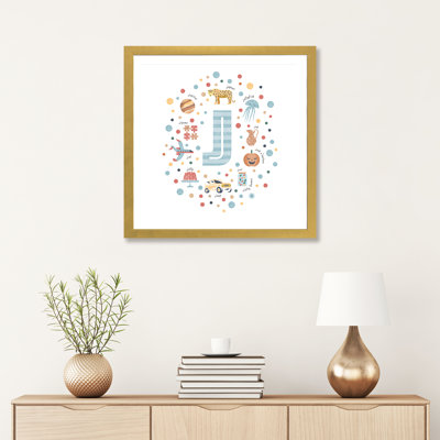 Illustrated Letter J Blue - Print