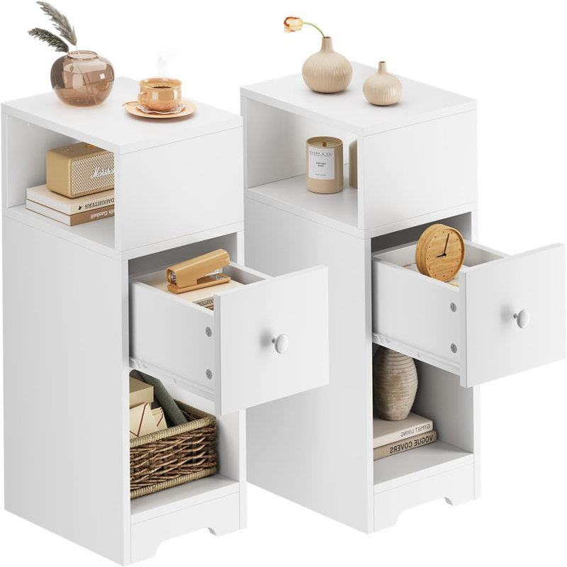 25cm W Manufactured Wood Bedside Table, White
