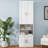 2 Doors Bookshelf With USB Port 3 Adjustable And 3 Fixed Shelves Bookcase Side Cabinet Storage Shelves In White