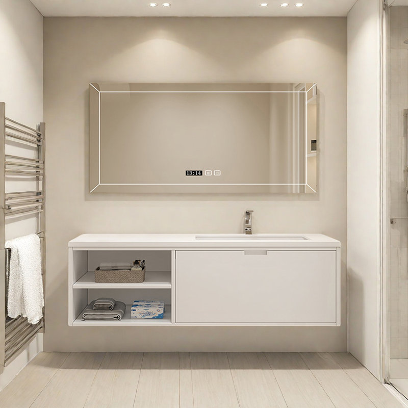 Armoire de salle de bain simple et moderne, 55", Blanc