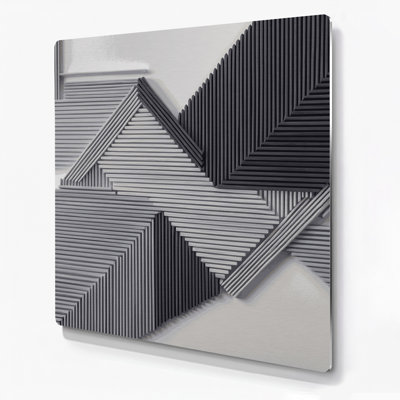 Geometric Abstraction 23 Gray Metal Wall Art