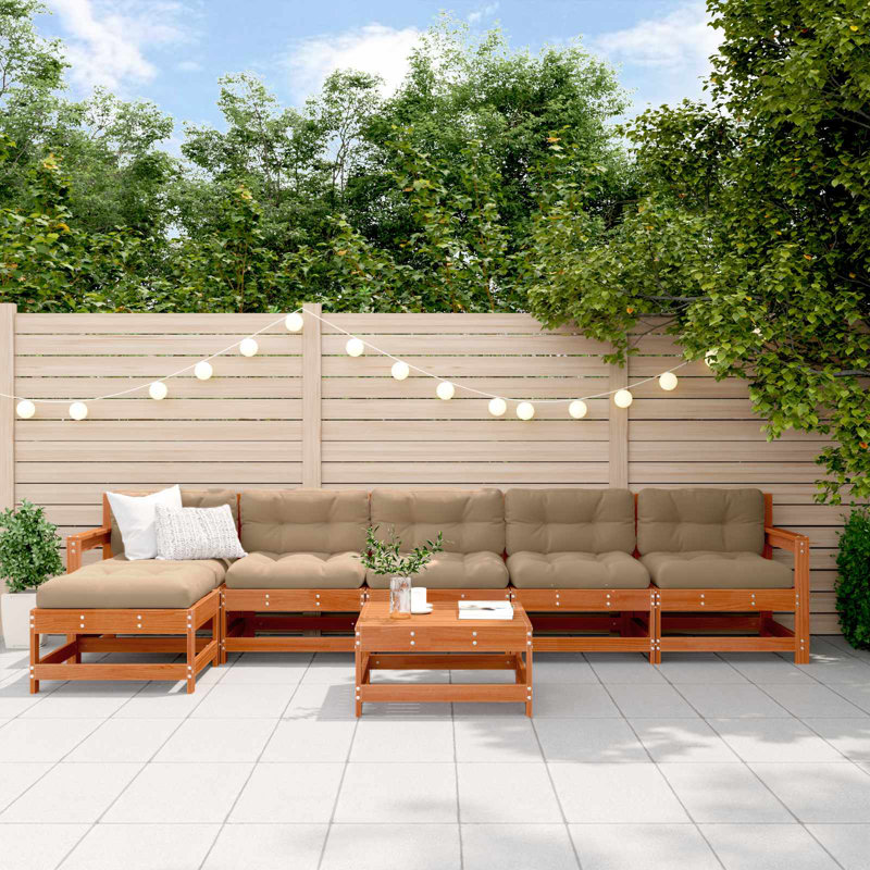  Garden Lounge Set 6 Pcs Solid Pine Wood Outdoor Furniture Modular Sun