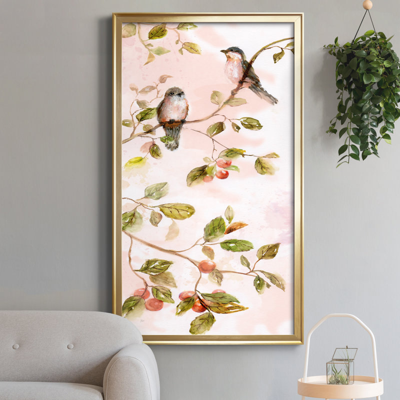 «Blush Birds I», peinture sur toile encadrée, Doré, H 22,5 po x l 42,5 po x P 1,5 po