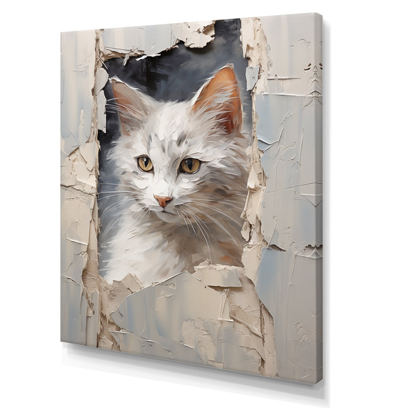 Minimalisme, portrait de chat beige I - reproduction d'art sur toile, Toile tendue, H 40 po x l 30 po x P 1,5 po