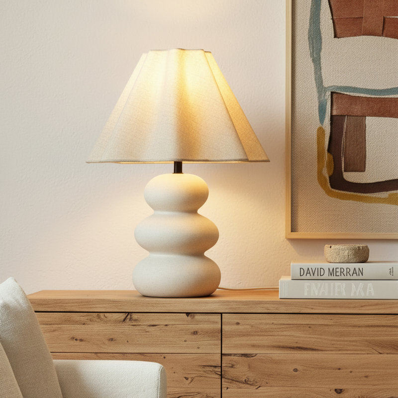 Kelsey 17.5" LED Bohemian Table Lamp With Cream Ceramic Base