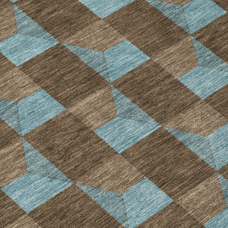Tapis géométrique intérieur / extérieur lavable à la machine Chantille ACN2680, Chocolate, Rond 8 pi