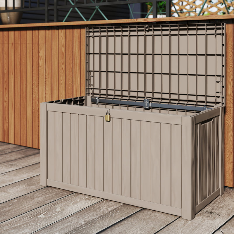 Boîtes de rangement d'extérieur 150 gallons avec couvercle verrouillable et résistant aux rayons UV pour meubles de patio