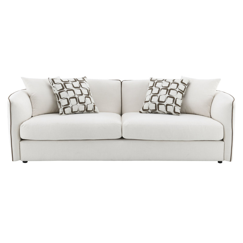 Chenille beige à 2 places, coussins en mousse complète, pieds en plastique, 4 coussins, largeur de 74 po, siège en poids de 190 lb, capacité de 660 lb