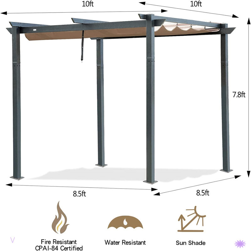 Outdoor Retractable Pergola With Weather-Resistant Canopy Aluminum Garden Pergola Patio Grill Gazebo For Courtyard