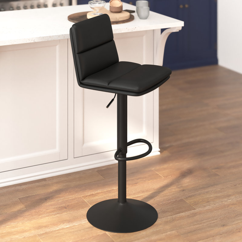 Yarisel Commercial Armless Adjustable Height Barstools, Black