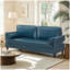 Canapé en cuir de style classique, similicuir respirant avec coussin de siège capitonné, pieds en bois massif pour le salon, bleu marine-1616027209