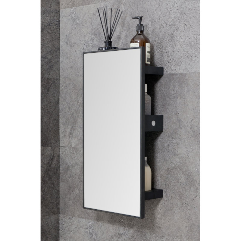 Slimline Rectangle Solid Wood Wall Mirror, Dark Oak