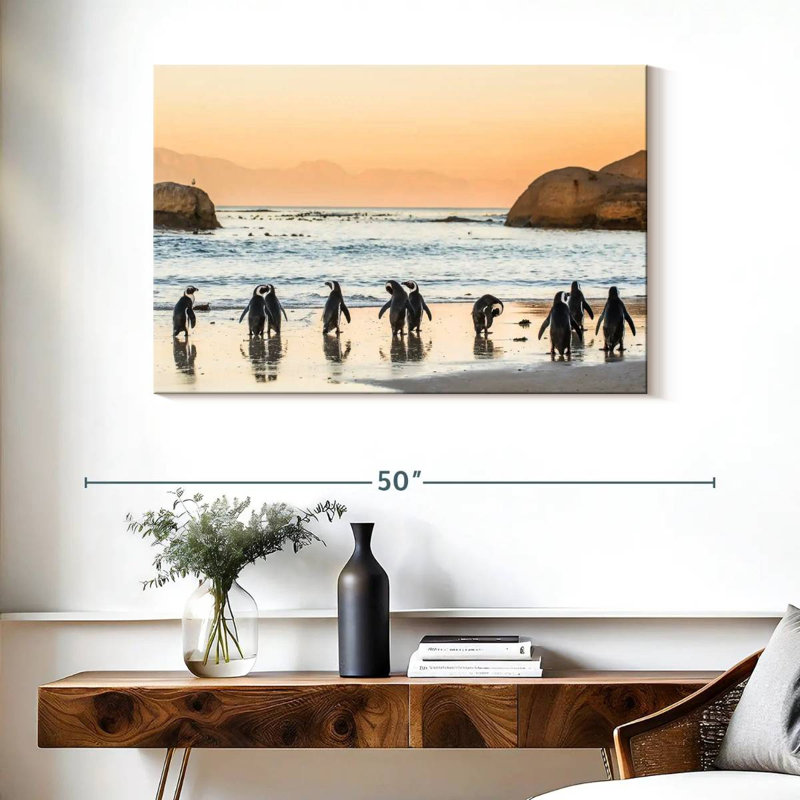 Pingouins bruns sur la côte, H 26 po x l 39 po