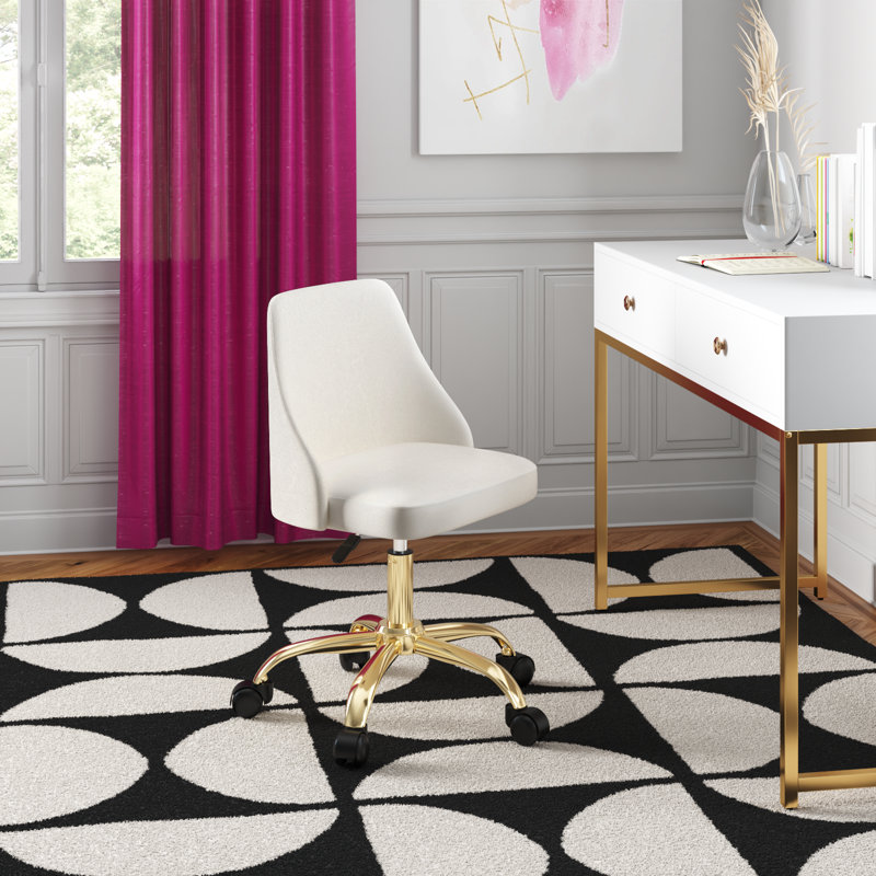 Chaise de bureau Lynly, Or, Blanc