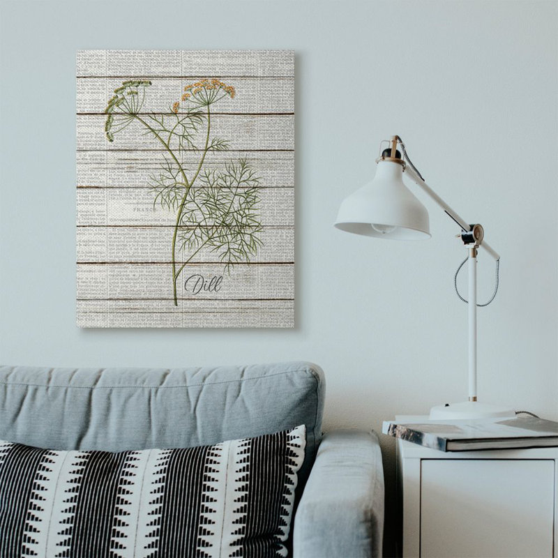 «Dill Vintage Herb Kitchen Dining Room Word Collage Design», impression sur toile, Toile tendue, H 40 po x l 30 po x P 1,5 po