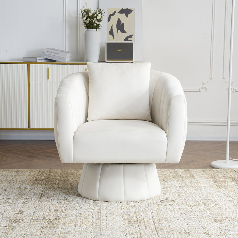 Velvet Swivel Chair, Cream Velvet