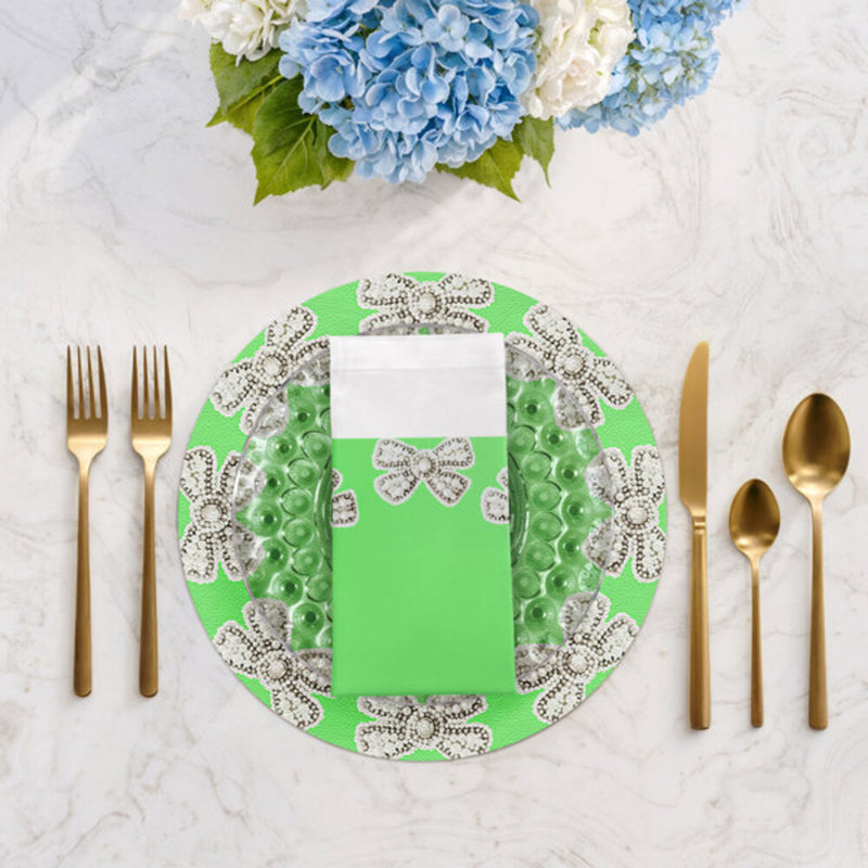 Pearl Bow Cotton Blend Square Napkins, Colony