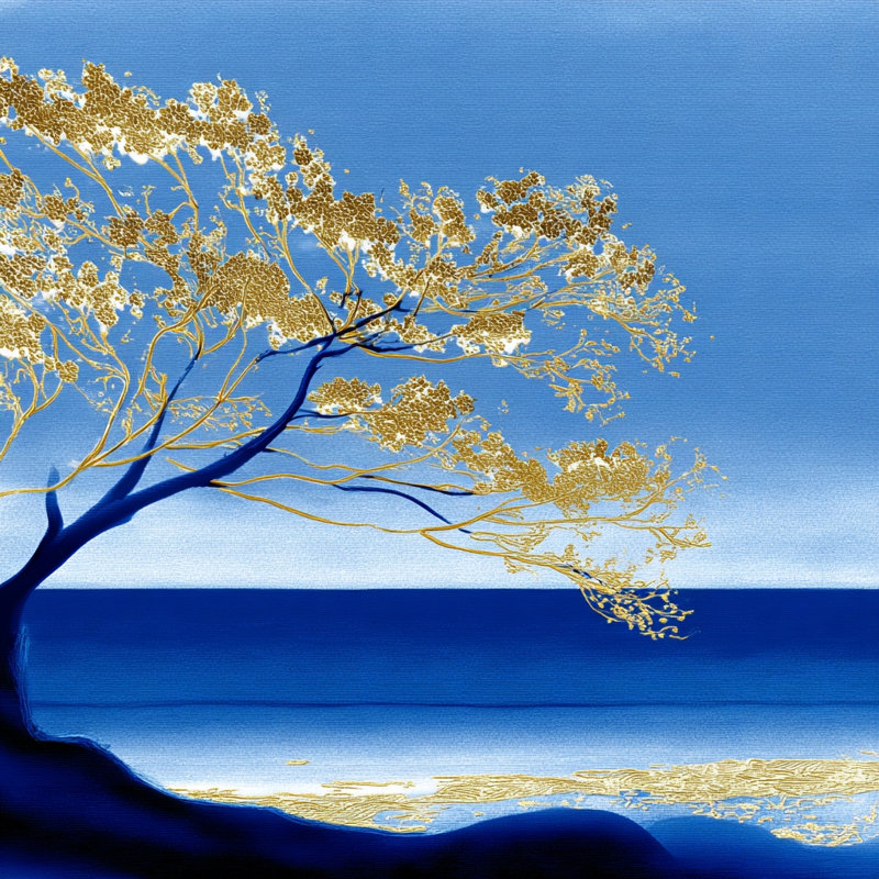 «Golden Sea Breeze», art mural sur toile tendue, 20"W x 20"H x 1.5"D