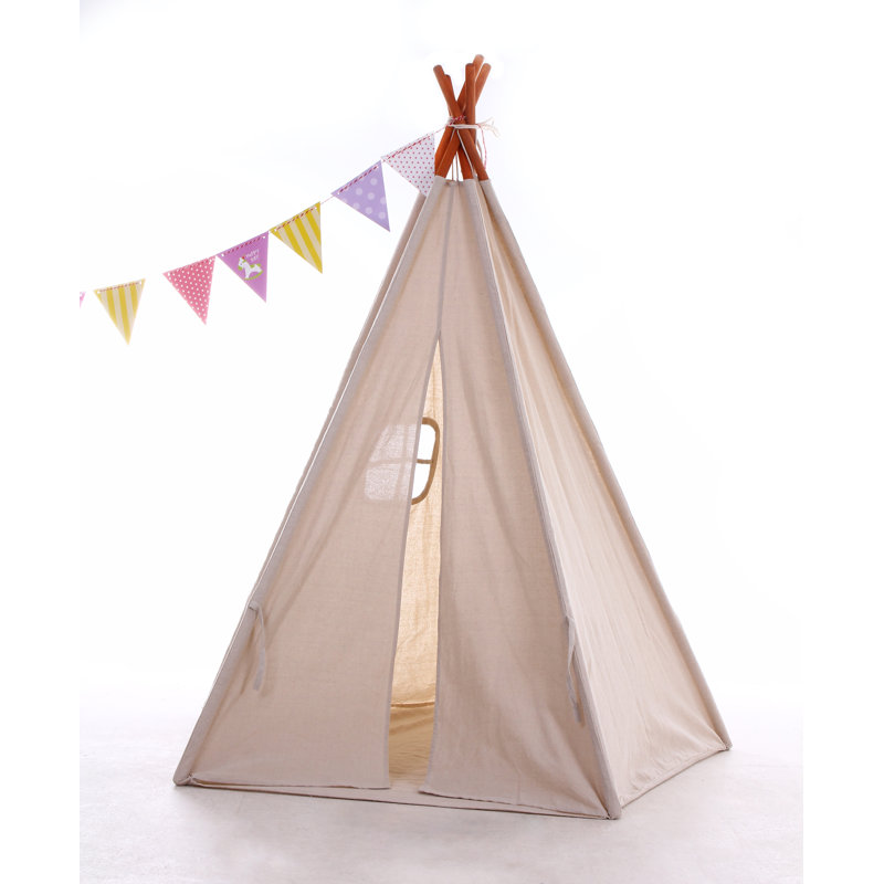 Blue Elephant 121.92cm W x 121.92cm D Indoor / Outdoor Cotton Triangular Play Tent, Off White
