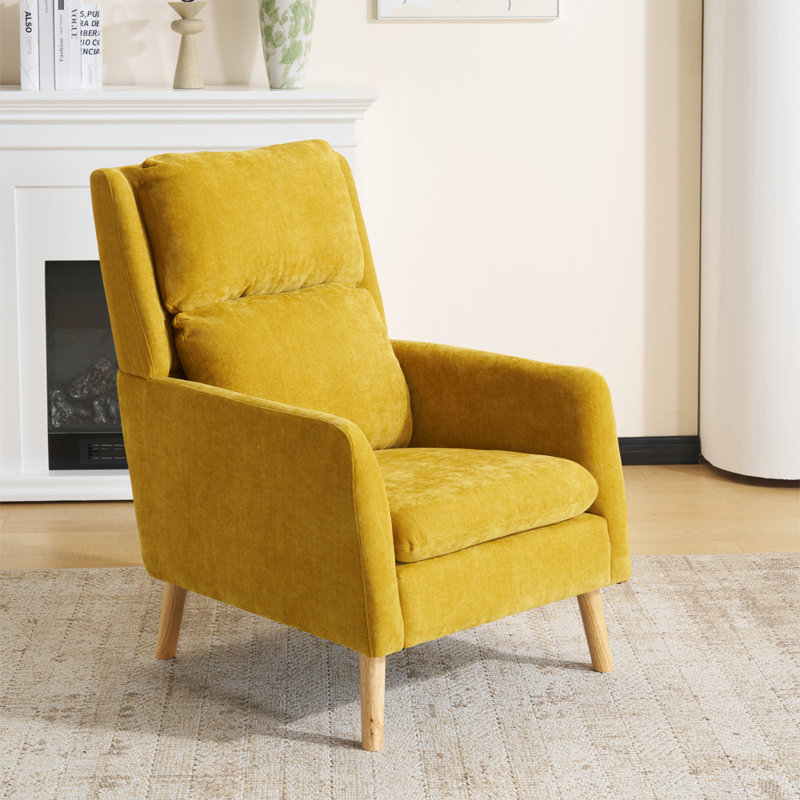 Upholstered Chenille Armchair, Yellow