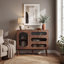 Armoire d'appoint en bois naturel avec 3 tiroirs et porte, buffet de rangement avec tablettes réglables pour le vestibule du salon