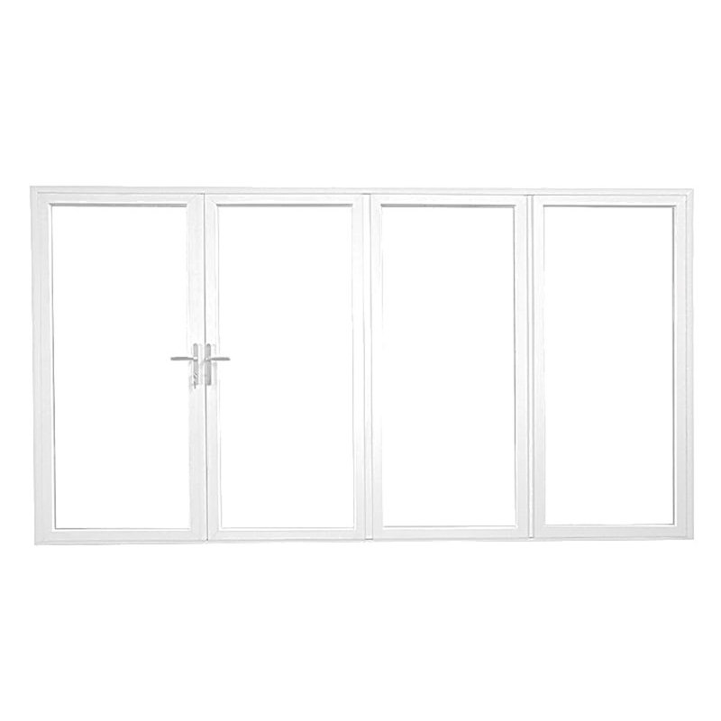 Portes de patio pliantes en aluminium, S'ouvre à droite vers l'extérieur, Blanc, H 84 po x l 144 po