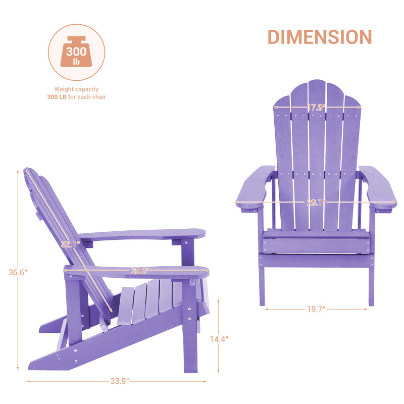 Chaise Adirondack Wesley Hips résistante aux intempéries, Mauve