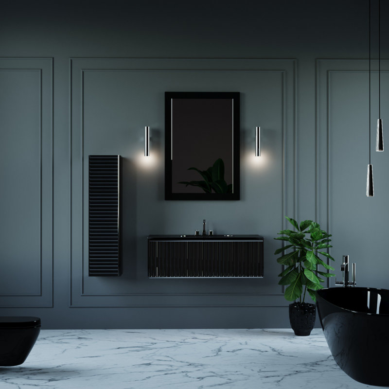 Meuble-lavabo simple l 40 po CANALE, Noir, Chrome
