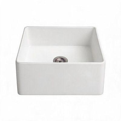 Évier de cuisine de style ferme en céramique blanche de 61 cm (24 pouces) avec tablier avant et installation sous plan