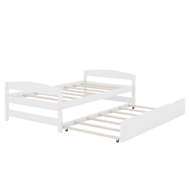 Lit plateforme simple avec lit gigogne, Blanc