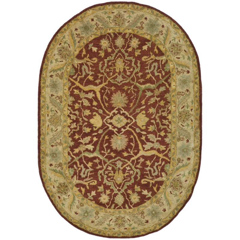 Tapis oriental en laine touffeté à la main Traver, Ovale 7 pi 6 po x 9 pi 6 po