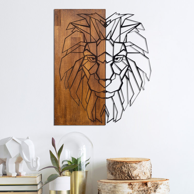 Élégant accessoire mural en bois, noyer et noir, 18,7 po x 22,8 po | 50% bois véritable (épaisseur: 1,2 po) et 50% métal | Variations de couleurs uniques pour une décoration intérieure élégante | Parfait pour les salons et les bureaux
