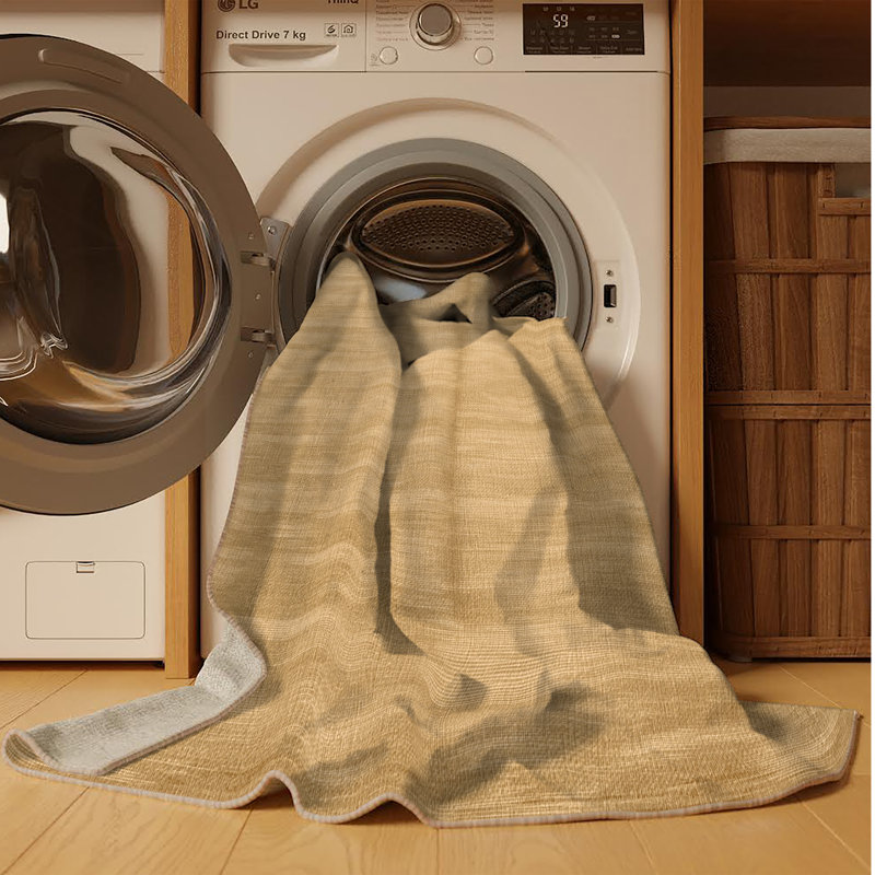 Machine Washable Solid Brown Area Rug, Runner 2' x 5'