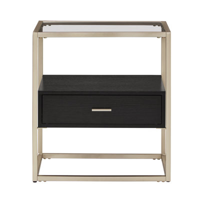 Grande table de bout avec rangement en verre Phelim 24,84 po