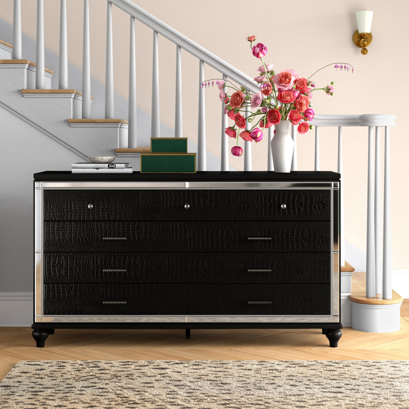 Sherley 9 - Drawer Dresser, Black