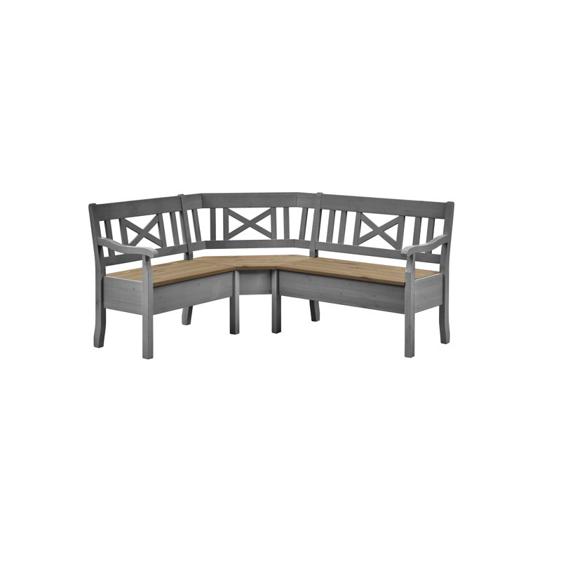 Pols Solid Wood Bench, Grey/Laurel, 93cm H x 170cm W x 147cm D