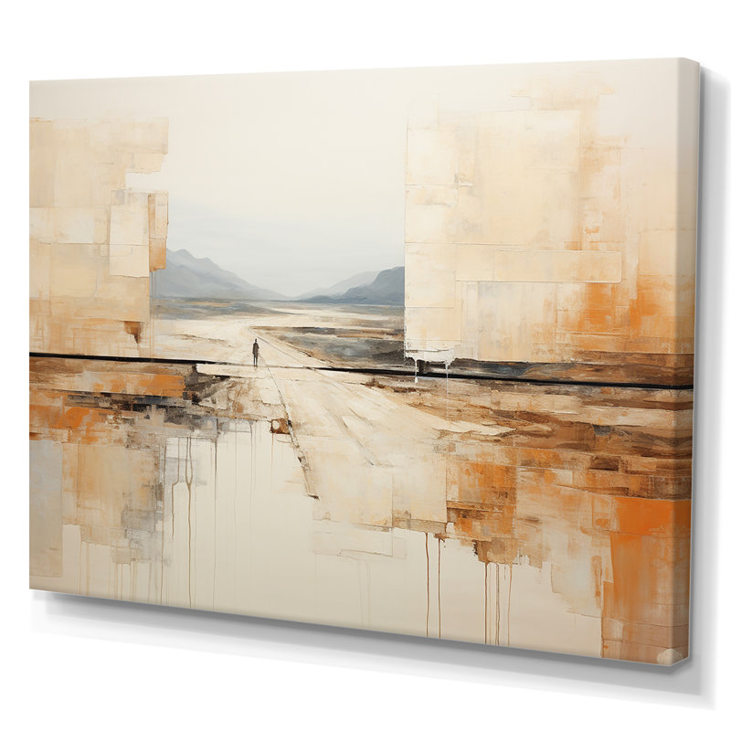 «Abstract Abstract Beige Brown Road Collage I», reproduction sur toile, Toile tendue, H 24 po x l 32 po x P 1 po