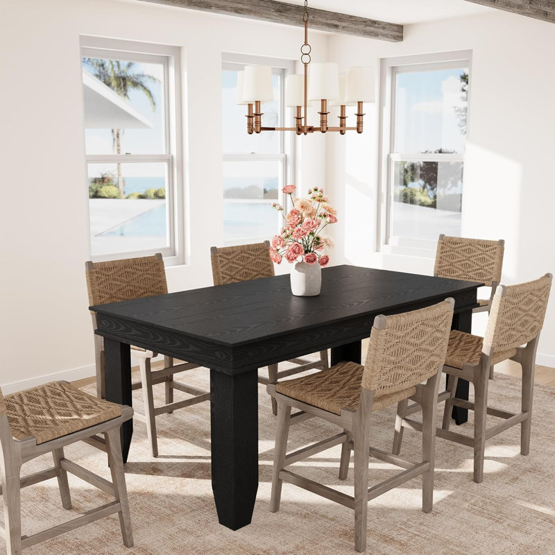 Table de salle à manger Farmhouse pour 6 à 8 personnes, tables de cuisine de 71 po de long avec structure en bois robuste, grande table de salle à manger rectangulaire de 6 pi pour la salle à manger, noyer gris, non extensible 71 po