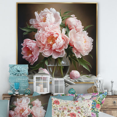 Pink Peonies Bouquet Still Life II On Canvas Print